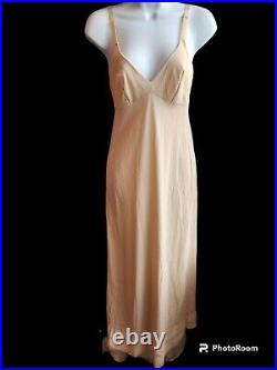 Vtg Gossard Artemis Full Slip Lace Lingerie Dress Tan/Cream Sz 32 Style 8014