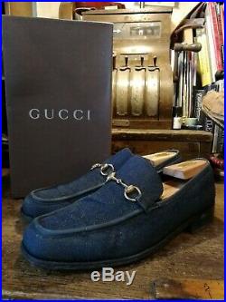 Vtg Gucci Denim Slip On Loafers UK12 EU46 RRP£495 Made in Italy Rare OG Box