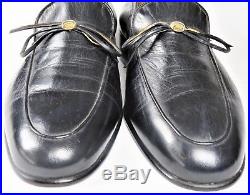 Vtg Gucci Mens Dress Shoes Black 42.5 9.5 M Leather Loafer Slip-on Italy EUC
