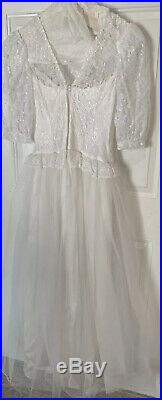 Vtg Gunne Sax Romantic Renaissance Bridal Wedding Dress Princess Lace Withslip S-7