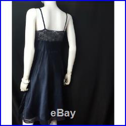 Vtg Heavenly Lingerie Fischer Midnight Navy Silk Dress Slip Liquid Satin 1950s M