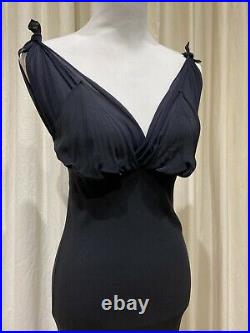 Vtg Jean Paul Gaultier Femme Silk Tie Shoulder Gown Slip Dress Black Italy 42
