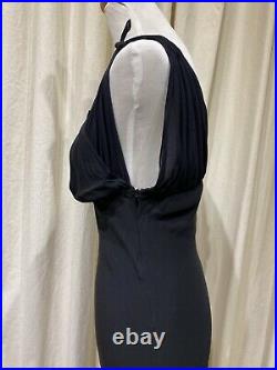 Vtg Jean Paul Gaultier Femme Silk Tie Shoulder Gown Slip Dress Black Italy 42