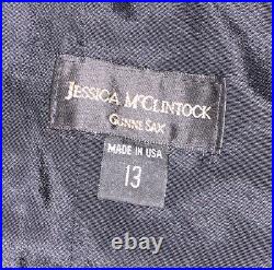 Vtg Jessica Mcclintock Gunne Sax Women's Sz. 13 Black Slip Dress withRhinestones