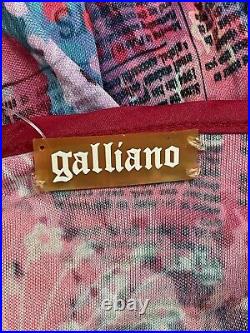 Vtg John Galliano Galliano Pink Gazette Newsprint Dress