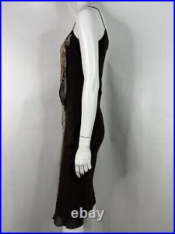 Vtg John Galliano Ss2001 Brown Drape Silk Slip Dress 40 S