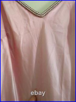 Vtg LAUREN Ralph Lauren Pink Silk Cocktail Midi Dress Sz 8 beaded strap NWT