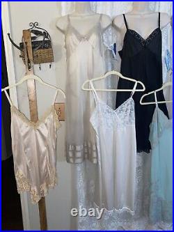 Vtg LOT 10 36 38 NYLON Dress 8 SLIPS SLIP Collection + Teddy & Camisole nightie