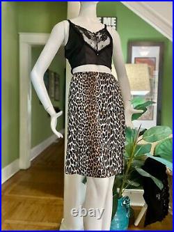 Vtg Leopard Print Half Slip Skirt Vanity Fair Nylon M Lingerie USA Union Label