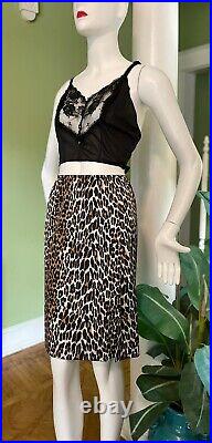 Vtg Leopard Print Half Slip Skirt Vanity Fair Nylon M Lingerie USA Union Label