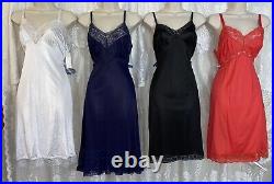 Vtg Lot 4 36 38 Fancy Dress SLIPS Slip w LACE & CHIFFON Trims nightie lingerie