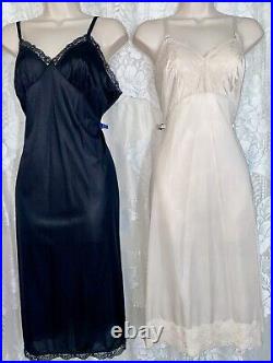 Vtg Lot 4 40 42 Fancy Dress SLIPS Slip w LACE & CHIFFON Trims nightie lingerie