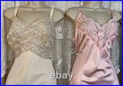 Vtg Lot 4 40 42 Fancy Dress SLIPS Slip w LACE & CHIFFON Trims nightie lingerie