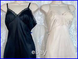 Vtg Lot 4 40 42 Fancy Dress SLIPS Slip w LACE & CHIFFON Trims nightie lingerie