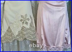 Vtg Lot 4 40 42 Fancy Dress SLIPS Slip w LACE & CHIFFON Trims nightie lingerie