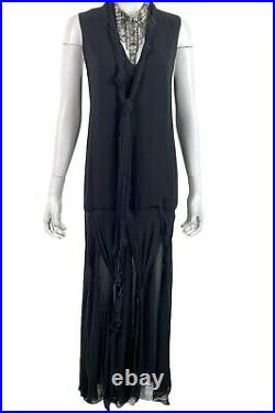Vtg MOSCHINO Cheap and Chic- Size 8 UNIQUE Black Maxi Slip Dress Knotted -Italy