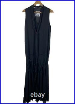 Vtg MOSCHINO Cheap and Chic- Size 8 UNIQUE Black Maxi Slip Dress Knotted -Italy