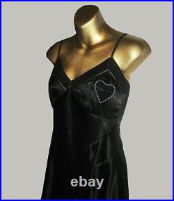 Vtg Marc Jacobs Designer Sweetheart Bead Embellished Black Silk Dress Sz6 Nwot