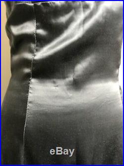 Vtg Moschino Jeans Dress Sz 12 Slip Black Velvet Lace Gothic Steampunk
