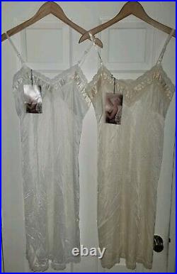 Vtg. NOS Mel Lin Lingerie Dress Slip Shiny Nightie Sz. 34 Lace USA Made LOT OF 2