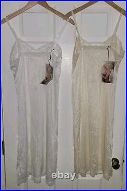 Vtg. NOS Mel Lin Lingerie Dress Slip Shiny Nightie Sz. 34 Lace USA Made LOT OF 2