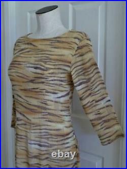 Vtg Natori Saks Fifth Avenue Artsy Tiger Crinkled Lounge Cover-Up Maxi DressS/M