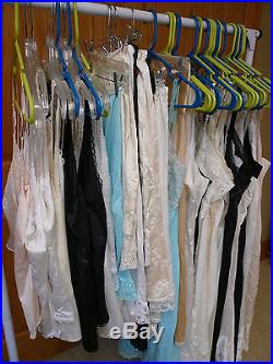 Vtg Nylon Slips Lingerie Full Half Dress Camisoles Lot 45 pc Lace 32-40 S M L XL