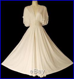 Vtg OLGA IVORY Stretchy L Full Sweep Dress Slip Nightgown Peignoir Robe Set XL