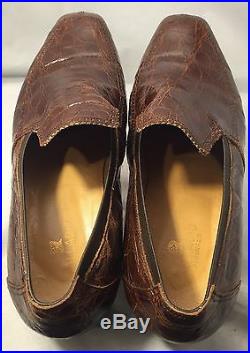 Vtg PALLADIO Hand Made Genuine Alligator Brown Slip-on Dress Loafers mens 11 EEE