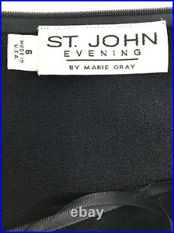 Vtg ST. JOHN Evening Slip Dress Jacket Set Size 6 Embellished Sparkly Black USA