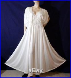 Vtg STRETCH Top Lace L Full Sweep Dress Gown Slip Nightgown Peignoir Robe Set XL