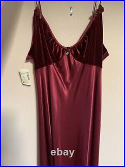 Vtg Saks Fifth Silk Velvet Burgundy Slip dress New Tags Jonquil By Diane Samandi