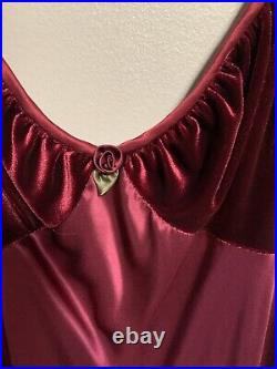 Vtg Saks Fifth Silk Velvet Burgundy Slip dress New Tags Jonquil By Diane Samandi