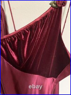 Vtg Saks Fifth Silk Velvet Burgundy Slip dress New Tags Jonquil By Diane Samandi