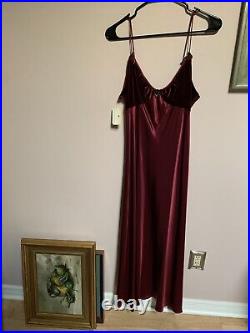 Vtg Saks Fifth Silk Velvet Burgundy Slip dress New Tags Jonquil By Diane Samandi