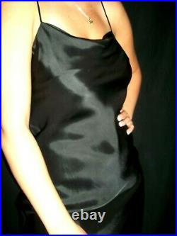 Vtg Satin Dries Van Noten Cowl Little Black Dress Slip Shiny Luxe Lingerie 10