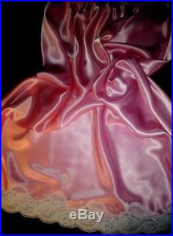 Vtg Satin Princess Pink Christian Dior Monogram Dress Slip Lacy Petti M-42 Nwot