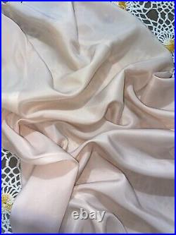 Vtg Satin Tissue Thin Tea Posh Pink Wwii Hippy Day Dress Slip Nightgown Fitted S