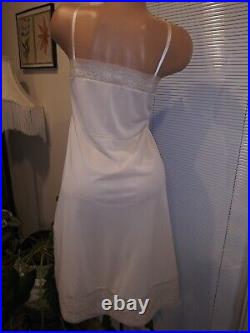 Vtg Silky Antron Nylon Slip Dress gown Wide Chiffon Chantilly Lace dress slip 42