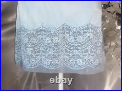 Vtg Silky Van Raalte Baby Blue + Yellow Dress Slip 9 Lace Sissy Fairy Pin Up S