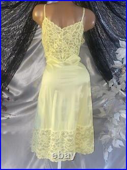 Vtg Silky Van Raalte Baby Blue + Yellow Dress Slip 9 Lace Sissy Fairy Pin Up S