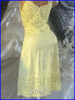 Vtg Silky Van Raalte Baby Blue + Yellow Dress Slip 9 Lace Sissy Fairy Pin Up S