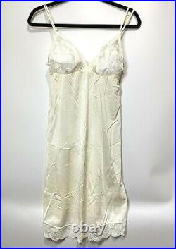 Vtg St Michael Nylon Full Lace Lingerie Dress Slip White Size 36 Nightie UK