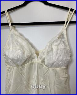 Vtg St Michael Nylon Full Lace Lingerie Dress Slip White Size 36 Nightie UK