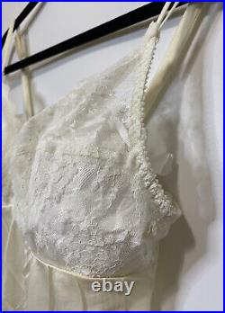 Vtg St Michael Nylon Full Lace Lingerie Dress Slip White Size 36 Nightie UK