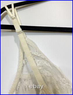 Vtg St Michael Nylon Full Lace Lingerie Dress Slip White Size 36 Nightie UK