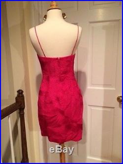 Vtg Steven Stolman Pink Slip Dress Embellished Textile with Fold Details Size 4