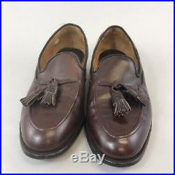 Vtg Tweed Cheaney Brown Leather Slip On Tassle Loafers Smart Dress Shoes 41 UK7