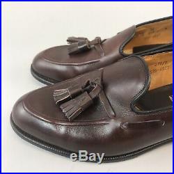 Vtg Tweed Cheaney Brown Leather Slip On Tassle Loafers Smart Dress Shoes 41 UK7