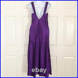 Vtg Victoria's Secret Lingerie Slip Dress Gold Label Satin Purple Sequin Beaded